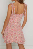 namcoverse Pink Tie-straps Floral Dress