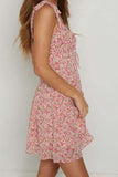 namcoverse Pink Tie-straps Floral Dress