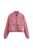 namcoverse Solid Color Pocket Stand Collar Jacket