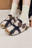 namcoverse Plaid Plush Slip-on Slippers