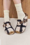 namcoverse Plaid Plush Slip-on Slippers