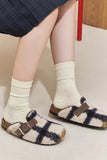 namcoverse Plaid Plush Slip-on Slippers