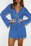 namcoverse Pleated Flares Sleeve Tie-up Mini Dress