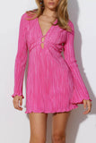 namcoverse Pleated Flares Sleeve Tie-up Mini Dress