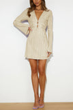 namcoverse Pleated Flares Sleeve Tie-up Mini Dress