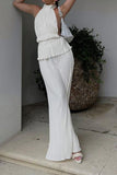 namcoverse Pleated Halter Tops Long Pants Set