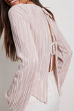 namcoverse Pleated Long Flares Sleeve Tie-back Tops