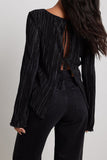 namcoverse Pleated Long Flares Sleeve Tie-back Tops