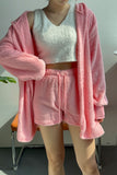 namcoverse Plush Open-Front Hoodie Vest Three Piece Shorts Set