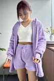 namcoverse Plush Open-Front Hoodie Vest Three Piece Shorts Set