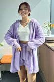 namcoverse Plush Open-Front Hoodie Vest Three Piece Shorts Set