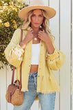 namcoverse Pocketed Solid Color Distressed Denim Jacket