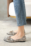 namcoverse Pointed Toe Leopard Print Bow Flats