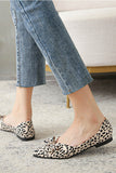 namcoverse Pointed Toe Leopard Print Bow Flats