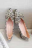 namcoverse Pointed Toe Leopard Print Bow Flats