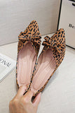 namcoverse Pointed Toe Leopard Print Bow Flats