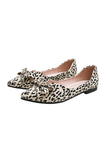 namcoverse Pointed Toe Leopard Print Bow Flats