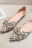 namcoverse Pointed Toe Leopard Print Bow Flats