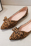 namcoverse Pointed Toe Leopard Print Bow Flats