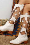 namcoverse Pointed Toe Stitching Star Graphic Chunky Heel Boots