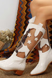 namcoverse Pointed Toe Stitching Star Graphic Chunky Heel Boots