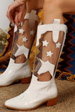 namcoverse Pointed Toe Stitching Star Graphic Chunky Heel Boots