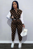 namcoverse Printed Baseball Jacket Two-piece Pants Suits