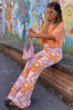 namcoverse Printed Contrast Color Flared Pants
