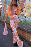 namcoverse Printed Contrast Color Flared Pants