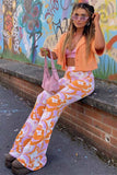 namcoverse Printed Contrast Color Flared Pants