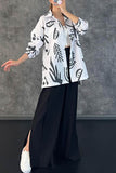 namcoverse Printed Shirt Wide Leg Slit Long Pants Suits