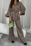 namcoverse Printed Tie-waist Cardigan Long Pants Suits