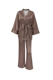 namcoverse Printed Tie-waist Cardigan Long Pants Suits