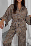 namcoverse Printed Tie-waist Cardigan Long Pants Suits