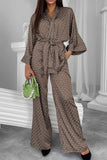 namcoverse Printed Tie-waist Cardigan Long Pants Suits