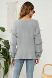 namcoverse Puff Sleeve Ruffled Waffle Tops