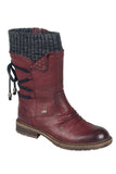 namcoverse Mid-Calf Knitted Patchwork Lace Up Boots