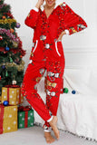 namcoverse Christmas Printed Hooded Loungewear Jumpsuit