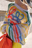 namcoverse Rainbow Contrast Crochet Sweater