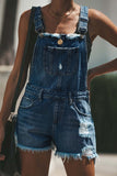 namcoverse Crochet Trim Ripped Denim Shortalls