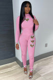 namcoverse Rhinestone Cutout Heart Knit Suits