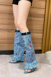 namcoverse Rhinestone Denim High Heel Pointed Toe Boots