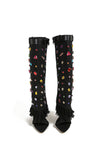 namcoverse Rhinestone Denim High Heel Pointed Toe Boots