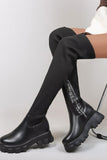 namcoverse Round-toe Patchwork Over The Knee Knit Boots