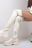 namcoverse Round-toe Patchwork Over The Knee Knit Boots