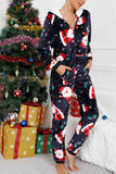 namcoverse Christmas Printed Hooded Loungewear Jumpsuit