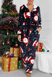 namcoverse Christmas Printed Hooded Loungewear Jumpsuit