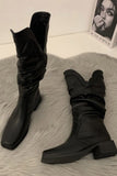 namcoverse Ruched Square-toe Knee High Boots