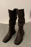 namcoverse Ruched Square-toe Knee High Boots