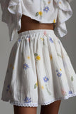 namcoverse Ruffle Sleeve Printed Crop Top Skirt Suits